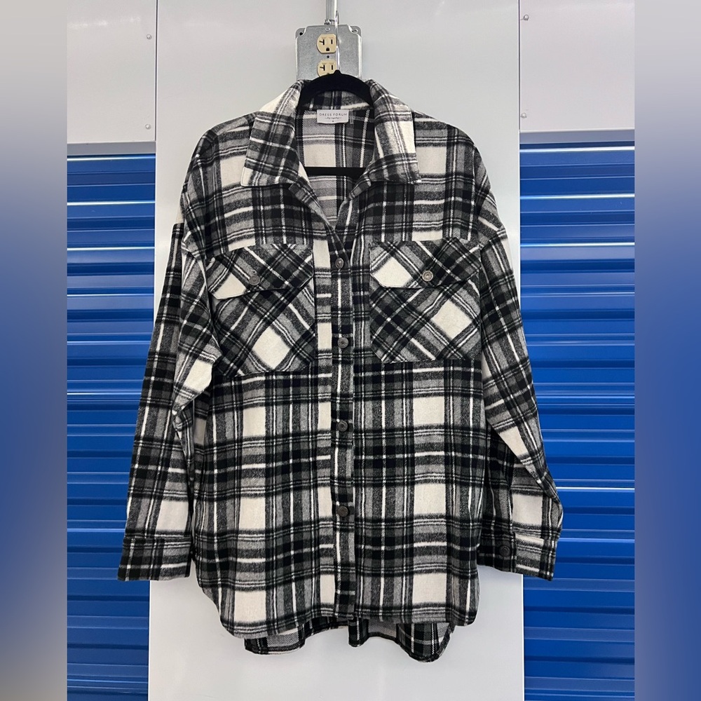 Black and White Plaid Flannel Shirt by Dress Forum Los Angeles